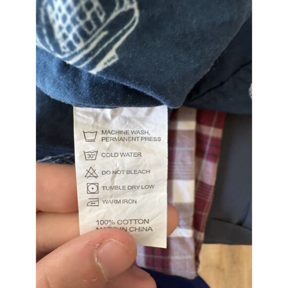 Baseballism Men’s Short Sleeve Button Down Shirt Blue White Glove Graphic Medium - Picture 4 of 4